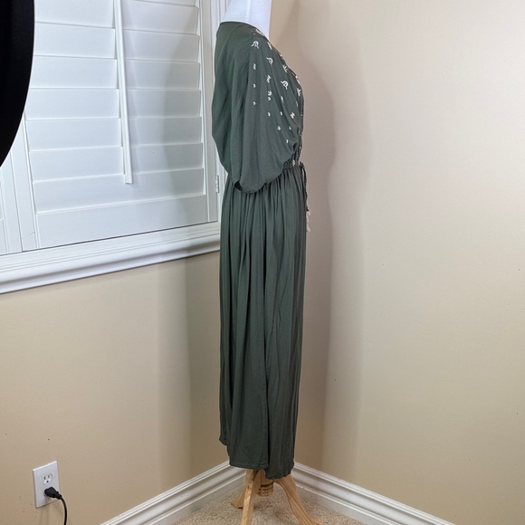 Cost Plus World Market Olive Maxi Dress with Embroidery - Picture 8 of 9